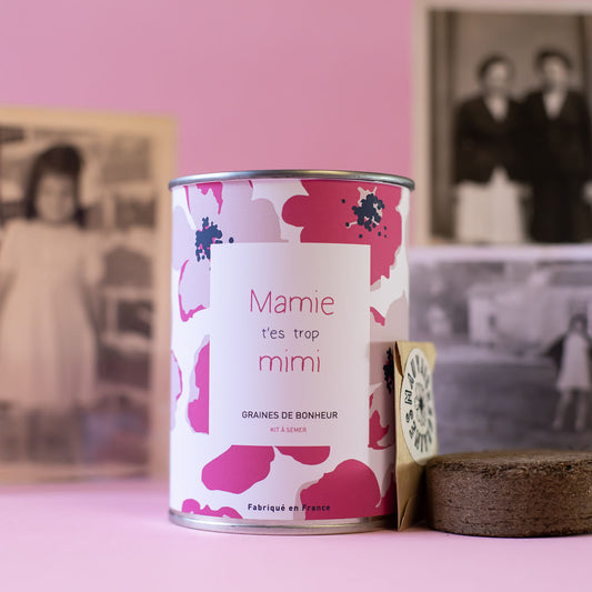 Kit à semer "Mamie t'es trop mimi" fabriqué en France